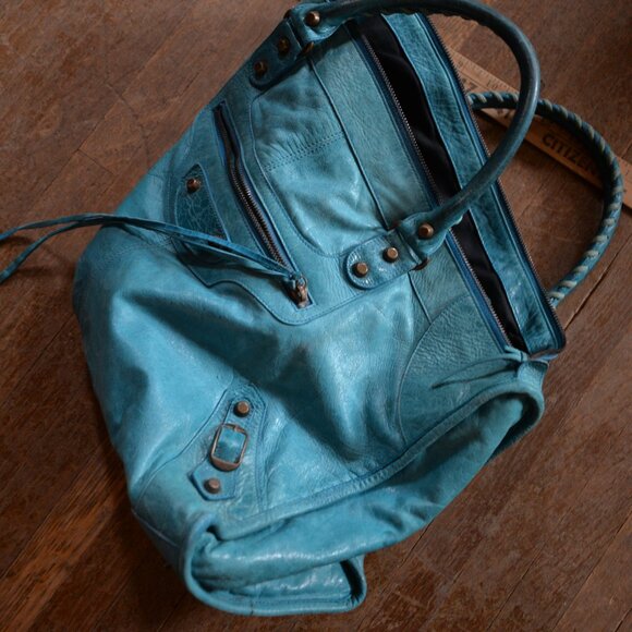 Authentic Balenciaga Work Bag in Turquoise Nicole Richie Purse large diaper bag - Picture 14 of 16